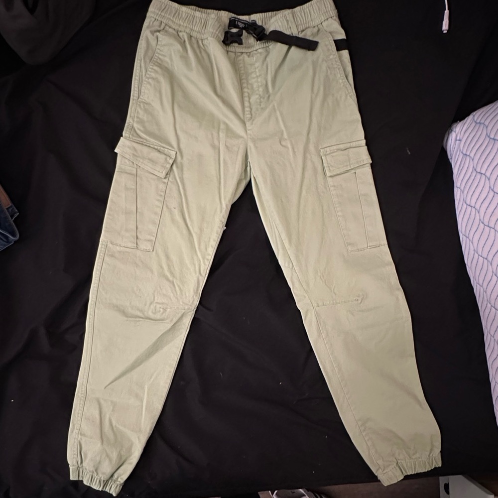 Vintage Forever 21 Men's Cargo Pants - Light Green